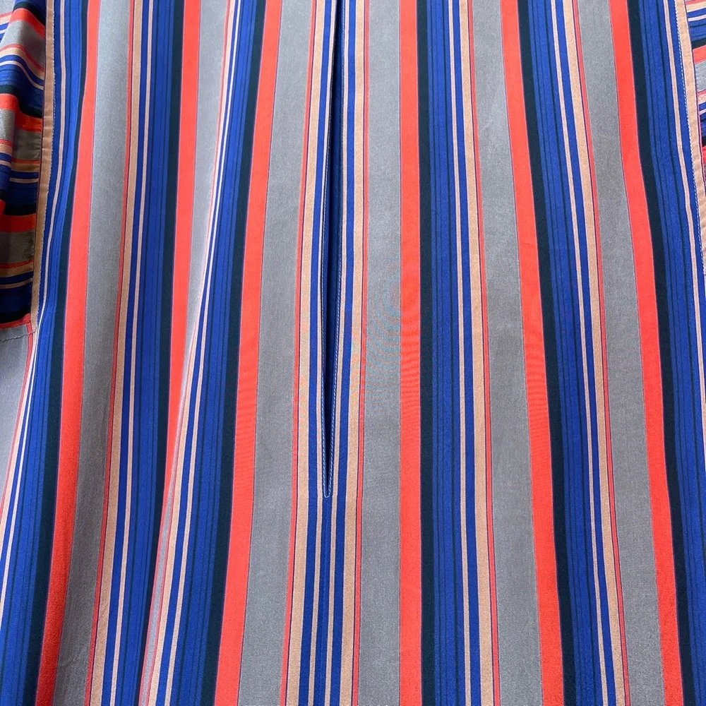 LC | VTG Retro Disco Dolaman Long Sleeve Allover Stripe Button Front Blouse - Picture 13 of 17